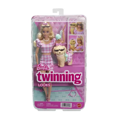 BARBIE TWINNING LOOKS SET PAPUSA BARBIE BLONDA SI CATEL CU ACCESORII VIVMTJFP36