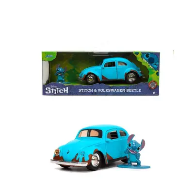 JADA DISNEY STITCH SET FIGURINA STITCH SI MASINUTA METALICA VOLKSWAGEN BEETLE SCARA 1 LA 32 VIV9333251314R00