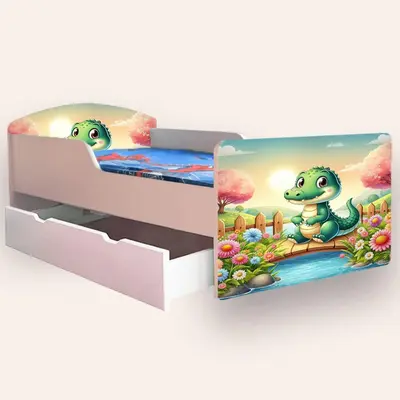 Pat Crocodil Mediu 2-8 ani Cu sertar Cu saltea CMG52235762270548