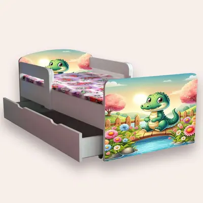 Pat Crocodil cu manere Mediu 2-8 ani Cu sertar Cu saltea CMG52235775967572