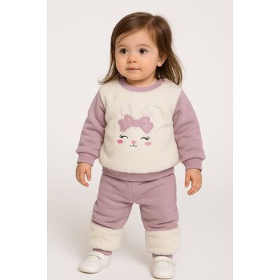 Set pufos cu bluzita si pantaloni pentru bebelusi - rabbit bbl44