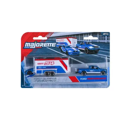 MAJORETTE TRANSPORTER SET REMORCA DE CURSE DELUXE FORD F 150 RAPTOR SI MASINUTA FORD MUSTANG GT VIV8502003001_FORD