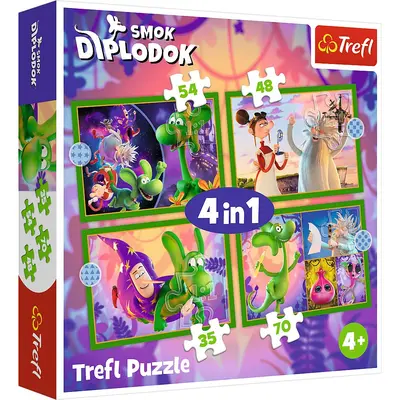PUZZLE TREFL 4IN1 LUMEA DRAGONULUI DIPLODOK VIV34663