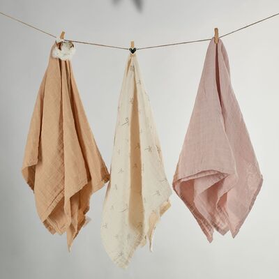 Onino - muselina multifunctionala din bumbac 100% organic, hug.me, pure bloom, x3 bucati, 60 x 60 cm, certificata gots bbbcdsw007