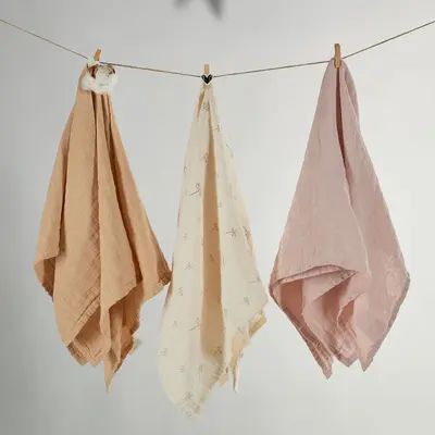 Onino - muselina multifunctionala din bumbac 100% organic, hug.me, pure bloom, x3 bucati, 60 x 60 cm, certificata gots bbbcdsw007