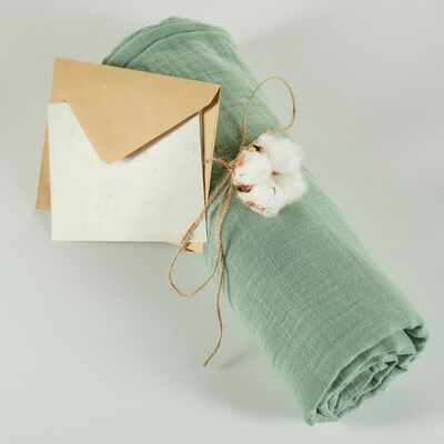 Onino - muselina multifunctionala din bumbac 100% organic, hug.me, serene green, x1 bucata, 120 x 120 cm, certificata gots bbbcdsw004