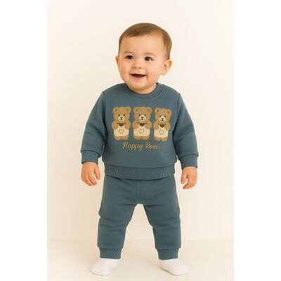 Set bluzita si pantaloni bebelusi - ursuletul vesel - albastru bbl-b-m7189