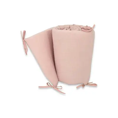 Aparatoare pentru patut, Qmini, Din muselina dubla, 180x30 cm, Cu panglici, Material certificat Oeko Tex Standard 100, Powder Pink BYN6426972029971