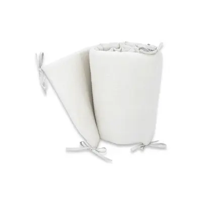 Aparatoare pentru patut, Qmini, Din muselina dubla, 180x30 cm, Din material certificat Oeko Tex Standard 100, Cu panglici, Cream BYN6426972030007