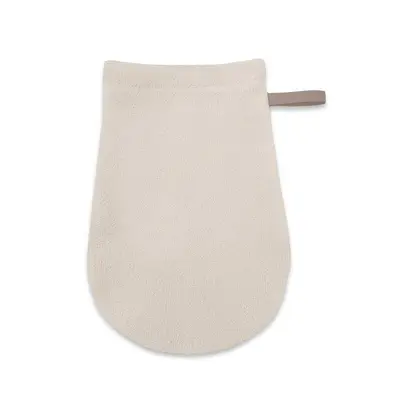 Manusa de baie, Qmini, Pentru bebelusi, 12x21 cm, Din tricot termo-terry din bambus, Materiale certificate Oeko Tex Standard 100, Beige BYN6426972030083