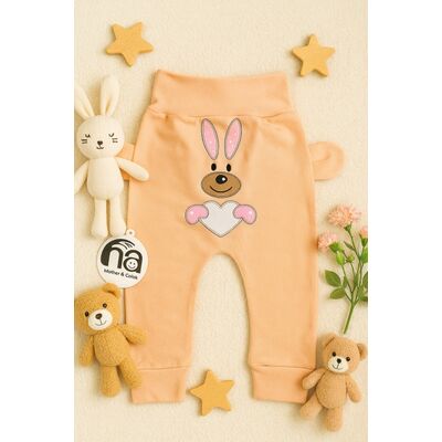 Pantaloni bebelusi cu imprimeu iepuras - roz banan trmd2070-1