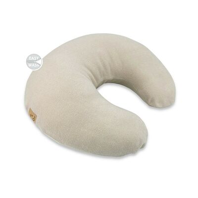 Perna pentru alaptat, Qmini, Din tricot termo-terry din bambus, Cu husa detasabila, Cu fermoar securizat, Circumferinta 155 cm, Din material certificat Oeko Tex Standard 100, Beige BYN6426972030021