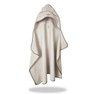 Prosop cu gluga pentru juniori, Qmini, Cu urechi si agatatoare, Dimensiune 120x85cm, Din tricot termo-terry din bambus, Materiale certificate Oeko Tex Standard 100, Beige BYN6426972030106