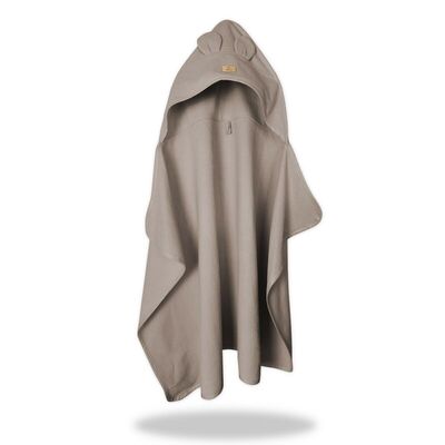 Prosop cu gluga pentru juniori, Qmini, Cu urechi si agatatoare, Dimensiune 120x85cm, Din tricot termo-terry din bambus, Materiale certificate Oeko Tex Standard 100, Mocha BYN6426972030090