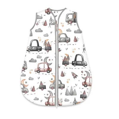 Sac de dormit, MimiNu, Pentru bebelusi, De iarna, Din bumbac certificat Oeko Tex Standard 100, Cu fermoar, 70 cm, 0 - 6 luni, 2.5 Tog, Cars Grey BYN6426972030281