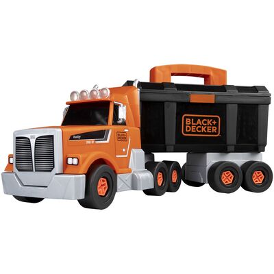 Set Smoby Camion si bormasina mecanica Black & Decker Bricolo Truck + Mini Drill cu 60 accesorii HUBS7600360941