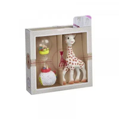 Set cadou sophiesticat cu girafa sophie si zornaitoare maracas sophie vu000009