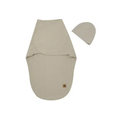 Sistem de infasare si caciulita, MimiNu, Pentru bebe, 0 - 3 luni, Leo, Din bumbac interlock certificat Oeko Tex Standard 100, Soft Mocha BYN6426972030212
