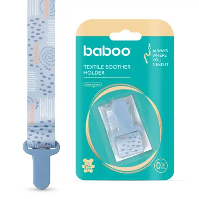 Suport pentru suzeta din material textil bleu baboo , 0 luni+ ba7-012