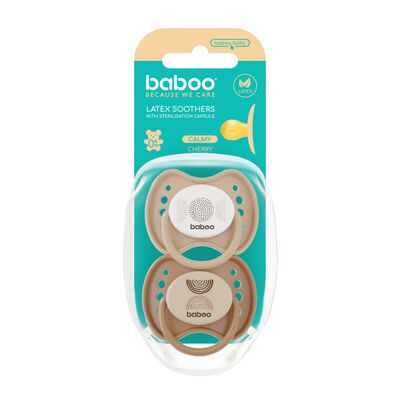 Suzeta rotunda din latex calmy baboo - maro, 2 bucati, 0 luni+ ba5-047