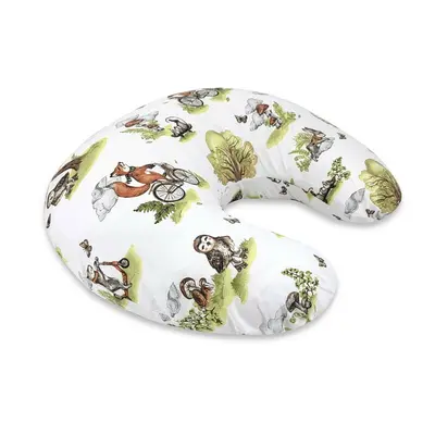 Perna pentru alaptat, Qmini, Din bumbac certificat Oeko Tex Standard 100, Cu husa detasabila, Cu fermoar securizat, Circumferinta 155 cm, Fox on bikes Natural BYN6426972030519