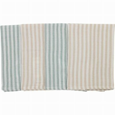 Set 4 lavete, Bubaba, Din muselina, Dimensiune 40x40 cm, Pentru spalarea si ingrijirea fetei si a corpului bebelusului dupa masa sau baita, Green Stripes BYN87769