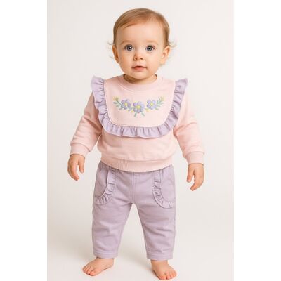 Set bluzita si pantaloni cocuk pentru fetite, 100% bumbac bbl61