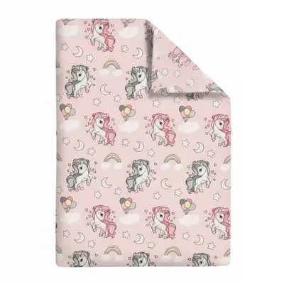 Pilota din bumbac ranforce cu Unicorni pentru pat 2-8 / 2-12 ani - ASC6427968007577