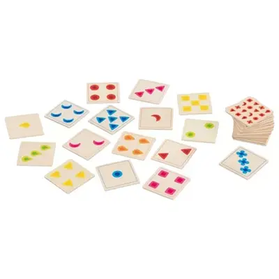 Joc de memorie, sortare si asociere culori si forme, din lemn, 30 piese, goki