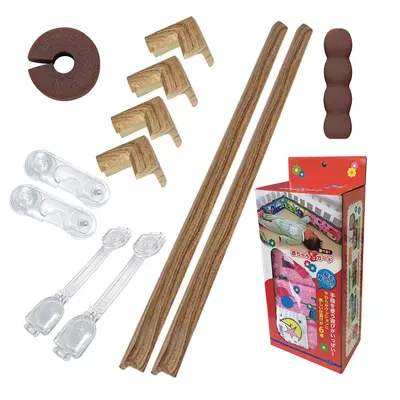 Pachet protectii copii, 13 piese, culoarea lemnului inchis