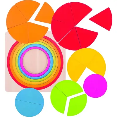 Puzzle stratificat, fractii si culori, din lemn, 21 piese, goki