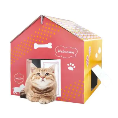 Casuta pentru pisici, din carton, roz