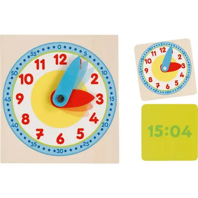 Ceas copii pentru invatarea orei ,   set educativ goki din lemn