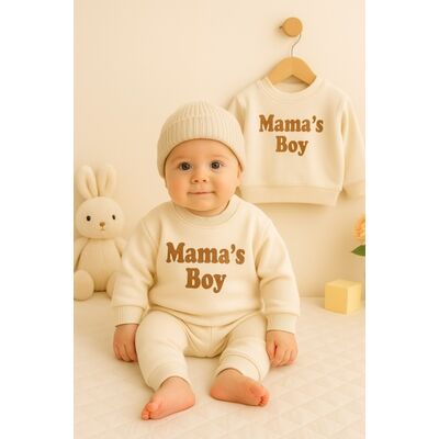 Costumas ivoire pentru baietei 2 piese - mama's boy trmb929
