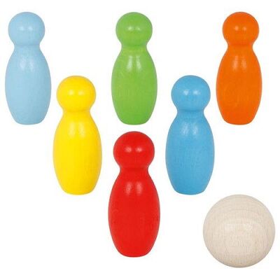 Joc de popice, de lemn, multicolor, 7 piese, 3 ani+, goki - joc de indemanare