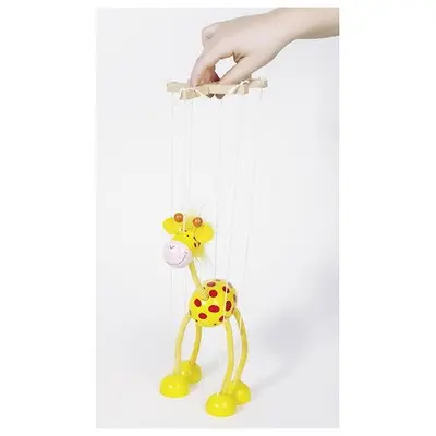 Marioneta girafa, de lemn, 27 cm, 3 ani+, goki