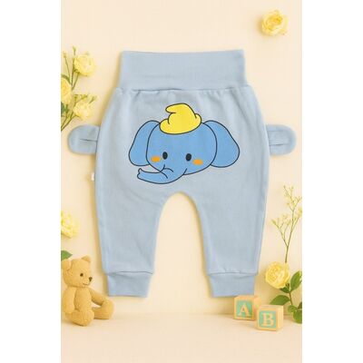 Pantaloni bleu bebe cu imprimeu vesel si urechi aplicate – model confortabil din bumbac trmd2070-6