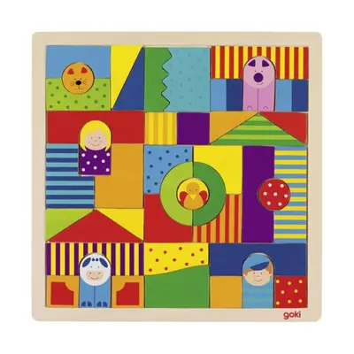 Puzzle cu animale, de lemn, tip mozaic, 43 de piese, goki