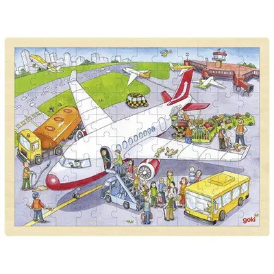Puzzle lemn la aeroport 96 piese 3 ani+ goki   carboysafety