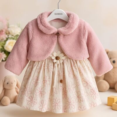 Rochita fetita cu bolero roz pufoas – elegant si confortabil trmd0808