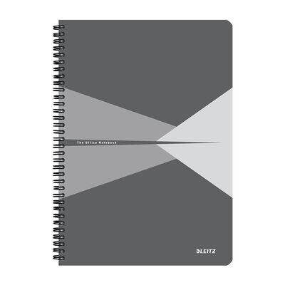 Caiet cu spira A4 Leitz Office, carton laminat FSC, 90f, dictando, gri BPTCSL464885