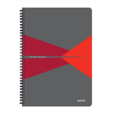 Caiet cu spira A4 Leitz Office, carton laminat FSC, 90f, dictando, rosu BPTCSL464825