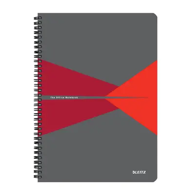 Caiet cu spira A4 Leitz Office, carton laminat FSC, 90f, dictando, rosu BPTCSL464825