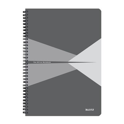 Caiet cu spira A4 Leitz Office, carton laminat FSC, 90f, matematica, gri BPTCSL464785