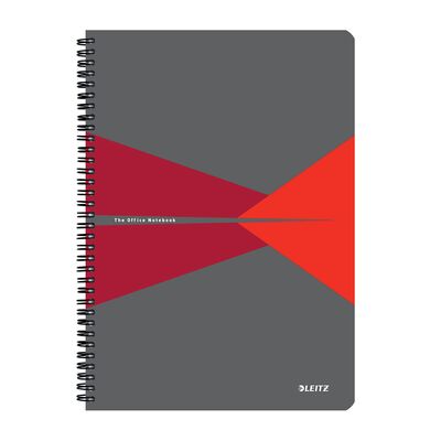 Caiet cu spira A4 Leitz Office, carton laminat FSC, 90f, matematica, rosu BPTCSL464725