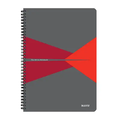 Caiet cu spira A4 Leitz Office, carton laminat FSC, 90f, matematica, rosu BPTCSL464725