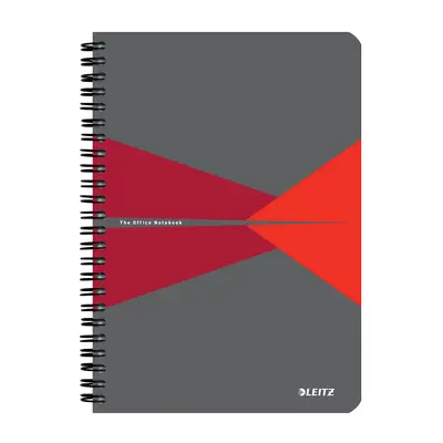 Caiet cu spira A5 Leitz Office, PP reciclabil FSC, 90f, dictando, rosu BPTCSL449925