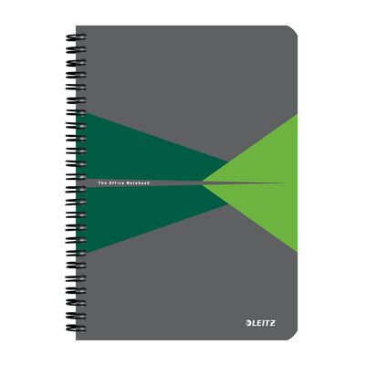 Caiet cu spira A5 Leitz Office, PP reciclabil FSC, 90f, dictando, verde BPTCSL449955