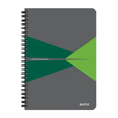 Caiet cu spira A5 Leitz Office, PP reciclabil FSC, 90f, dictando, verde BPTCSL449955