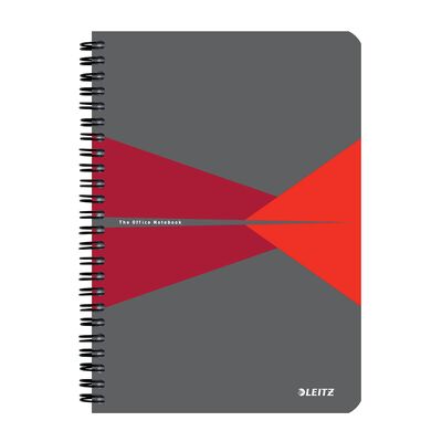 Caiet cu spira A5 Leitz Office, PP reciclabil FSC, 90f, matematica, rosu BPTCSL449825